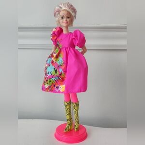 Weird Barbie: Mattel Pink Doll with Neon Print Dress and Yellow Snake Boots
